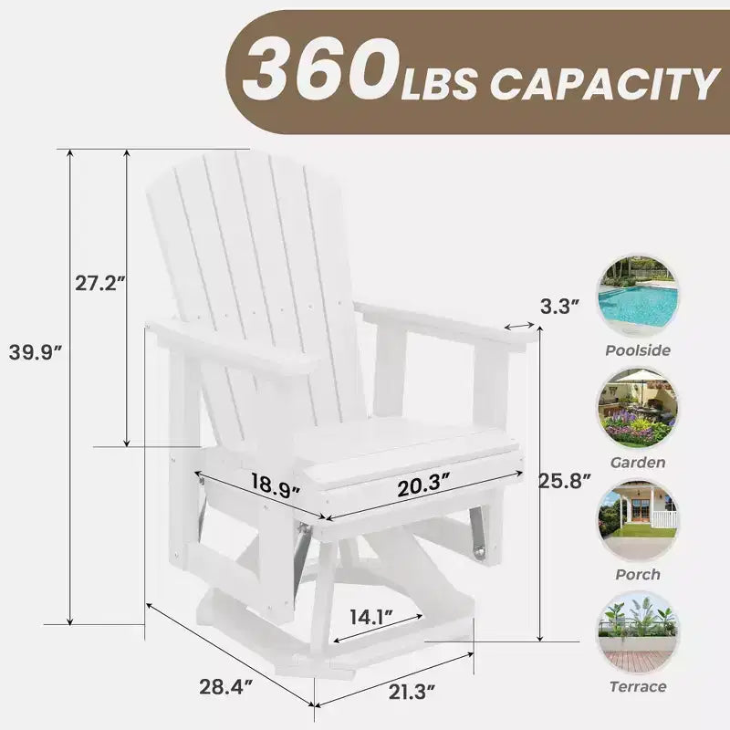 Fauteuil-planeur à bascule pivotant Adirondack HYLEORY, Fauteuil-planeur à bascule en résine HDPE