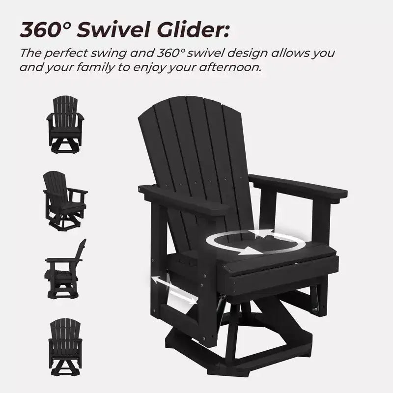 Fauteuil-planeur à bascule pivotant Adirondack HYLEORY, Fauteuil-planeur à bascule en résine HDPE