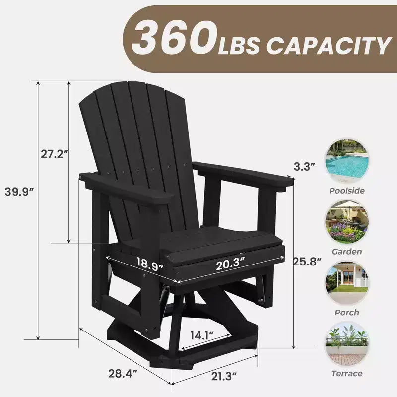 Fauteuil-planeur à bascule pivotant Adirondack HYLEORY, Fauteuil-planeur à bascule en résine HDPE