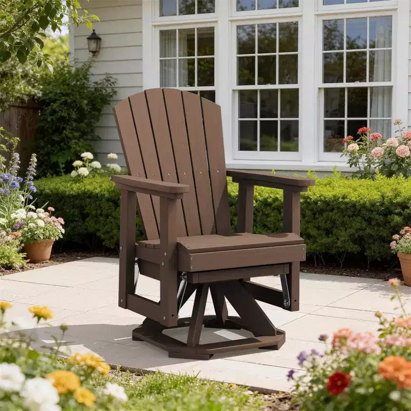 HYLEORY Adirondack Swivel Rocking Glider Chair, HDPE Resin Rocking Glider Chair