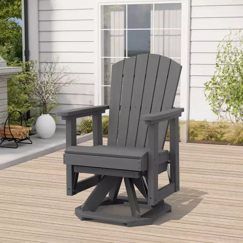 HYLEORY Adirondack Swivel Rocking Glider Chair, HDPE Resin Rocking Glider Chair