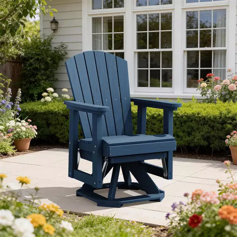 HYLEORY Adirondack Swivel Rocking Glider Chair, HDPE Resin Rocking Glider Chair