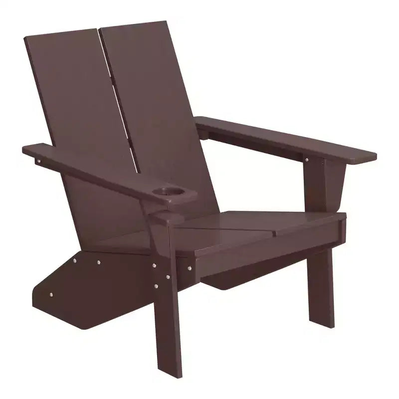 WestinTrends Riviera Outdoor 4-Piece HDPE Modern Adirondack Chairs Set with Folding Patio Ottomans and Cup Holder
