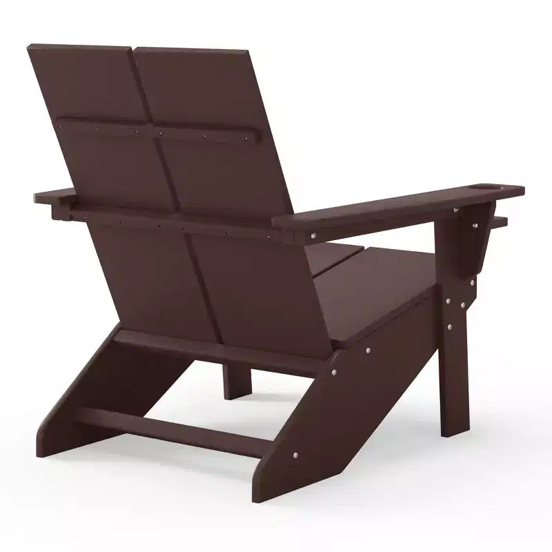 WestinTrends Riviera Outdoor 4-Piece HDPE Modern Adirondack Chairs Set with Folding Patio Ottomans and Cup Holder
