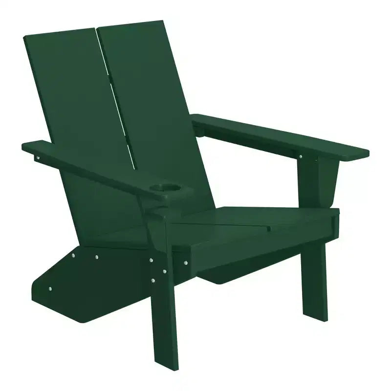 WestinTrends Riviera Outdoor 4-Piece HDPE Modern Adirondack Chairs Set with Folding Patio Ottomans and Cup Holder