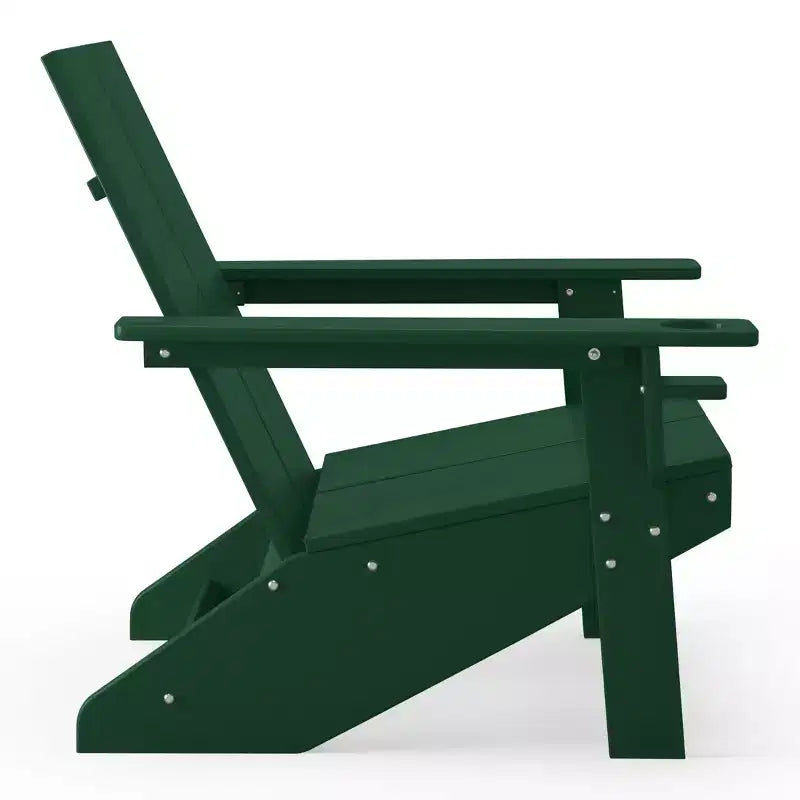 WestinTrends Riviera Outdoor 4-Piece HDPE Modern Adirondack Chairs Set with Folding Patio Ottomans and Cup Holder