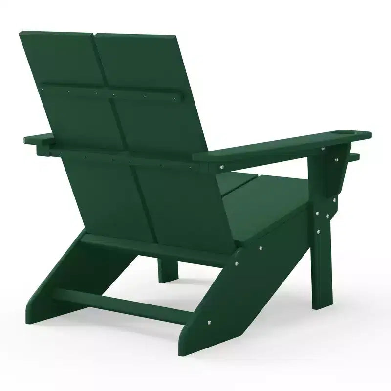 WestinTrends Riviera Outdoor 4-Piece HDPE Modern Adirondack Chairs Set with Folding Patio Ottomans and Cup Holder