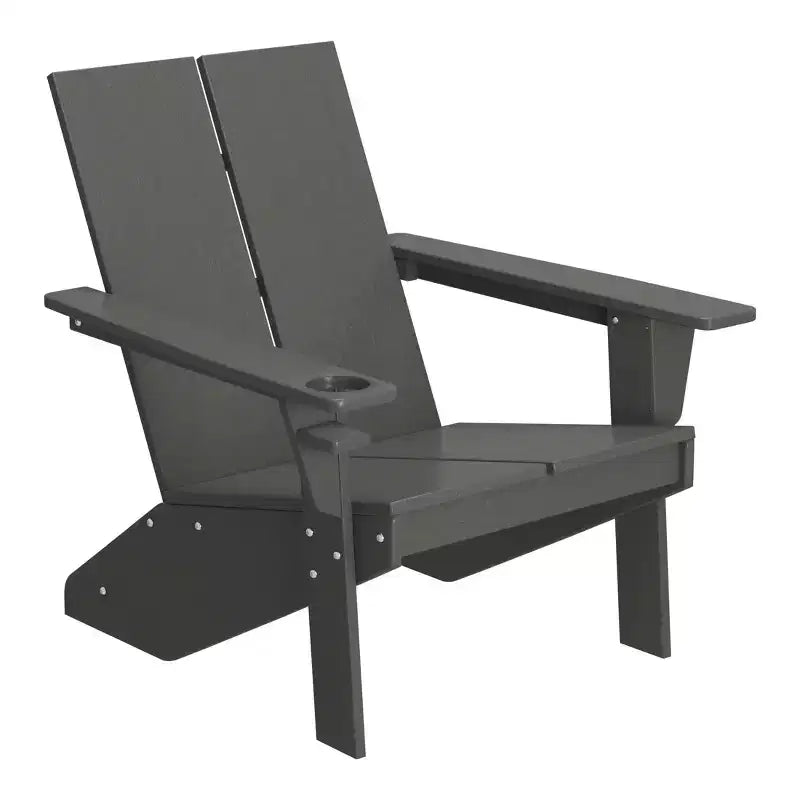 WestinTrends Riviera Outdoor 4-Piece HDPE Modern Adirondack Chairs Set with Folding Patio Ottomans and Cup Holder
