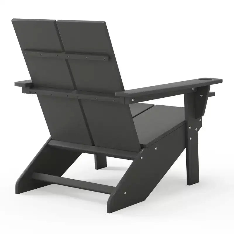 WestinTrends Riviera Outdoor 4-Piece HDPE Modern Adirondack Chairs Set with Folding Patio Ottomans and Cup Holder
