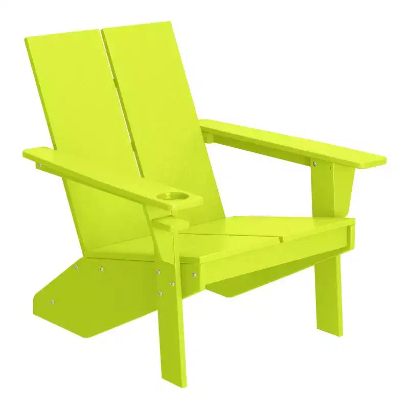 WestinTrends Riviera Outdoor 4-Piece HDPE Modern Adirondack Chairs Set with Folding Patio Ottomans and Cup Holder