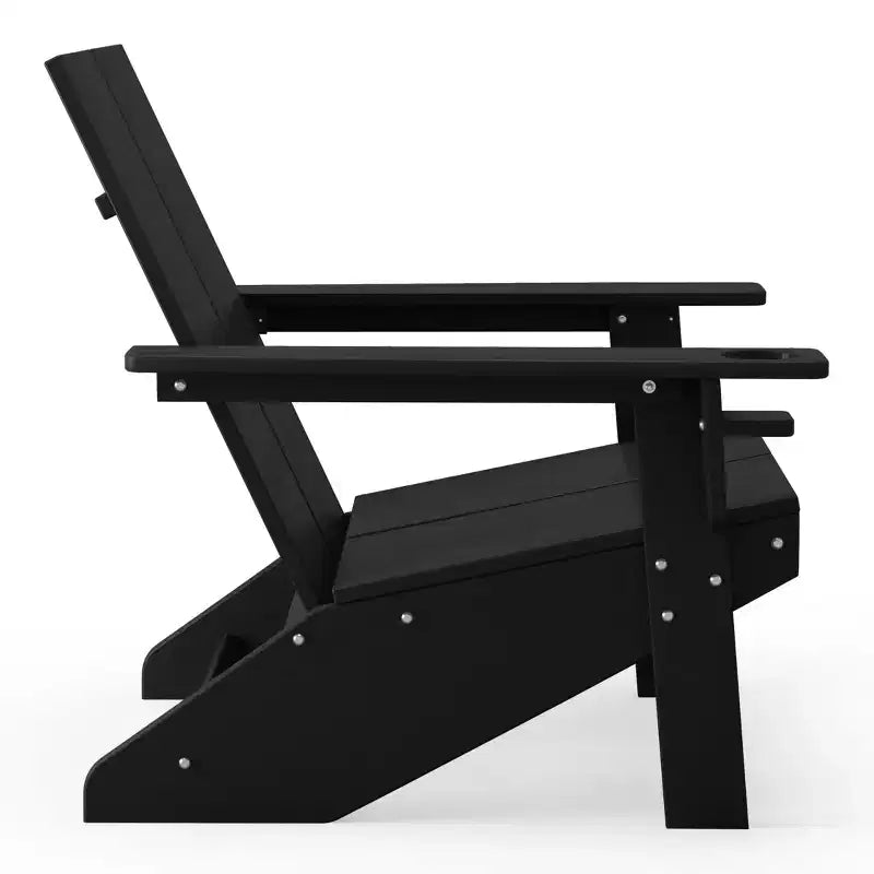 WestinTrends Riviera Outdoor 4-Piece HDPE Modern Adirondack Chairs Set with Folding Patio Ottomans and Cup Holder