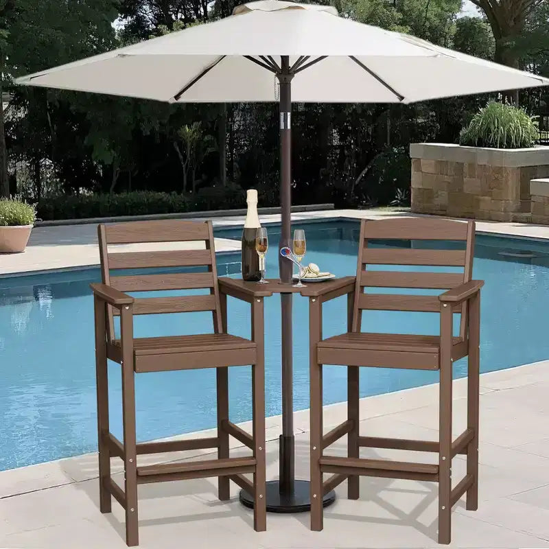 Causeuse de bar Hyleory en PEHD de type Adirondack avec table d'appoint intégrée, chaise double d'extérieur 2 places