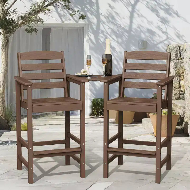 Causeuse de bar Hyleory en PEHD de type Adirondack avec table d'appoint intégrée, chaise double d'extérieur 2 places