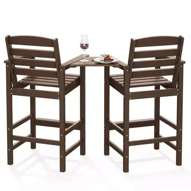 Causeuse de bar Hyleory en PEHD de type Adirondack avec table d'appoint intégrée, chaise double d'extérieur 2 places