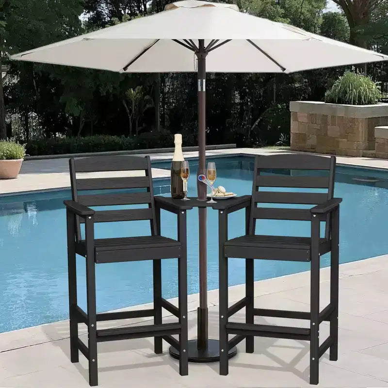 Causeuse de bar Hyleory en PEHD de type Adirondack avec table d'appoint intégrée, chaise double d'extérieur 2 places
