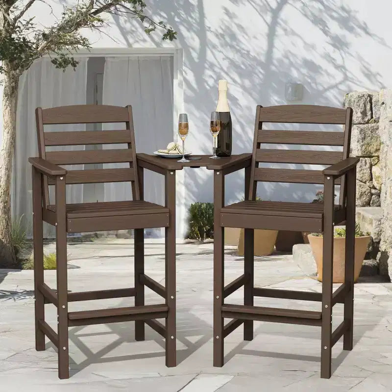 Causeuse de bar Hyleory en PEHD de type Adirondack avec table d'appoint intégrée, chaise double d'extérieur 2 places