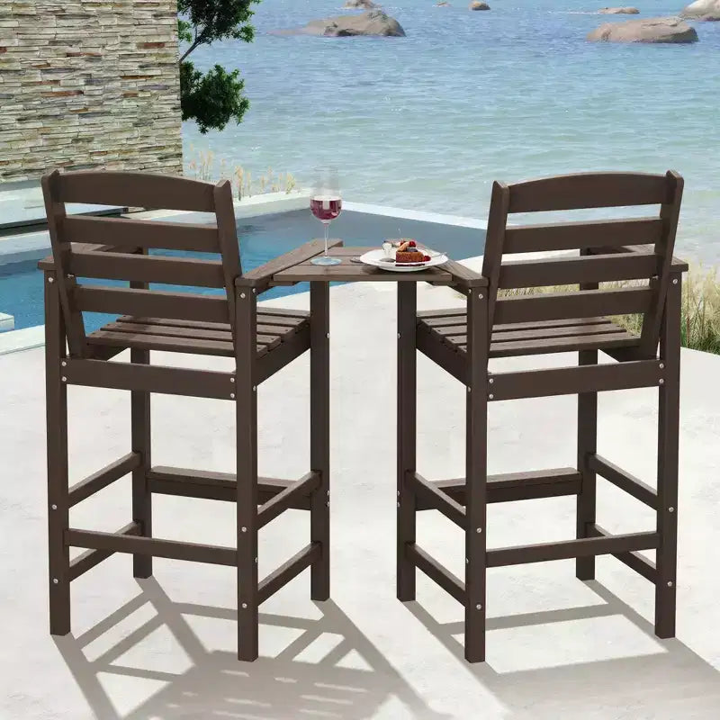Causeuse de bar Hyleory en PEHD de type Adirondack avec table d'appoint intégrée, chaise double d'extérieur 2 places
