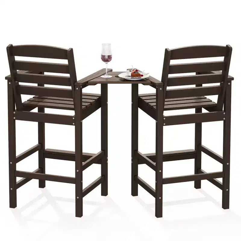 Causeuse de bar Hyleory en PEHD de type Adirondack avec table d'appoint intégrée, chaise double d'extérieur 2 places
