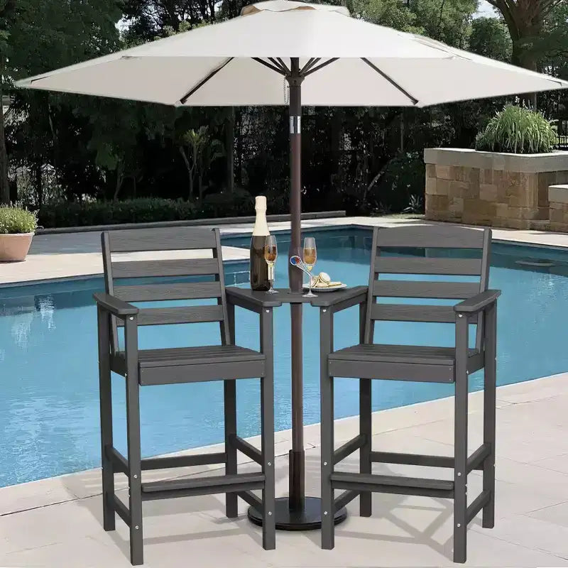 Causeuse de bar Hyleory en PEHD de type Adirondack avec table d'appoint intégrée, chaise double d'extérieur 2 places