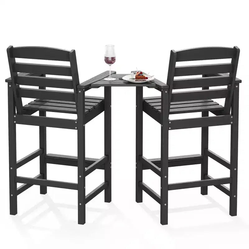 Causeuse de bar Hyleory en PEHD de type Adirondack avec table d'appoint intégrée, chaise double d'extérieur 2 places