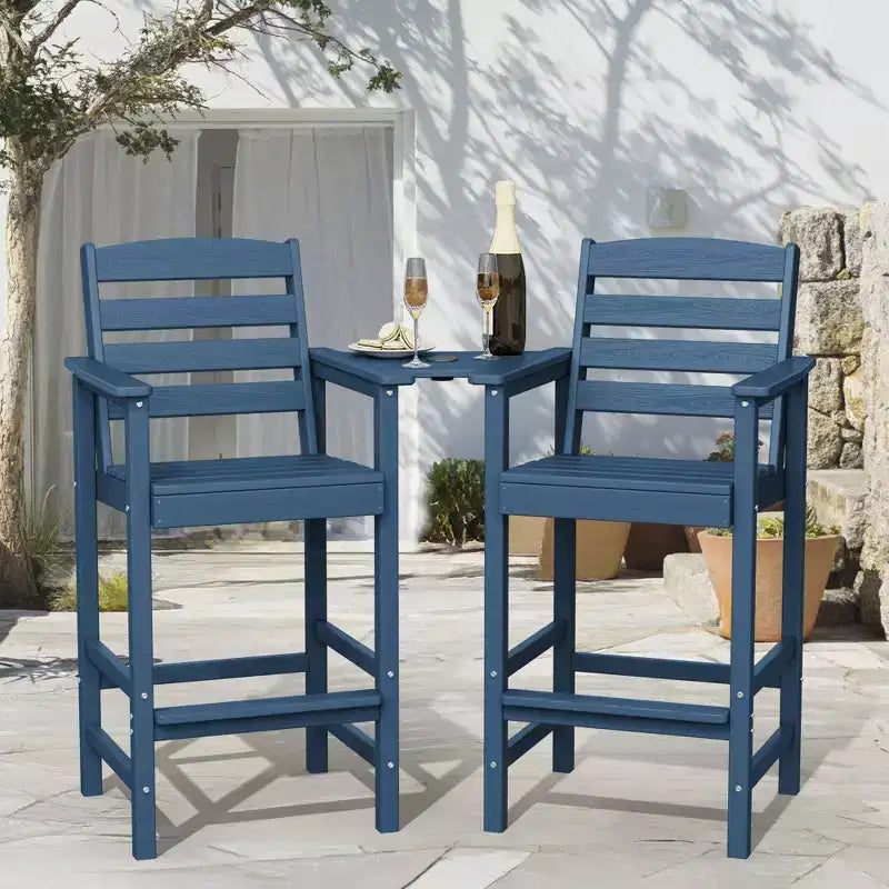 Causeuse de bar Hyleory en PEHD de type Adirondack avec table d'appoint intégrée, chaise double d'extérieur 2 places