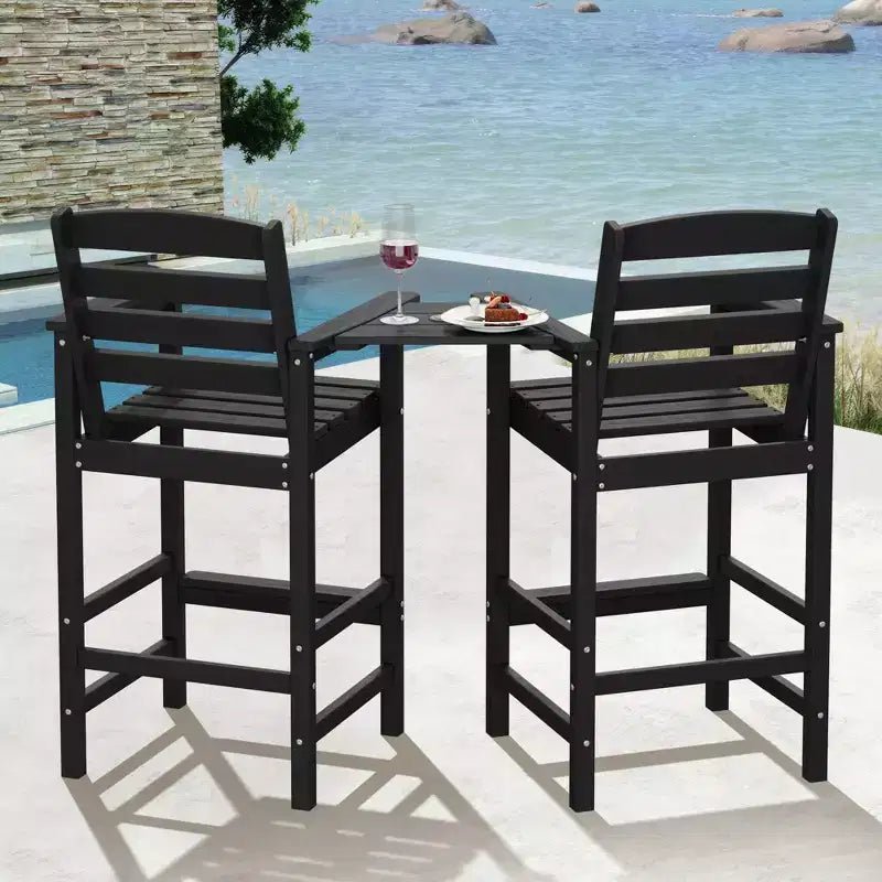 Causeuse de bar Hyleory en PEHD de type Adirondack avec table d'appoint intégrée, chaise double d'extérieur 2 places