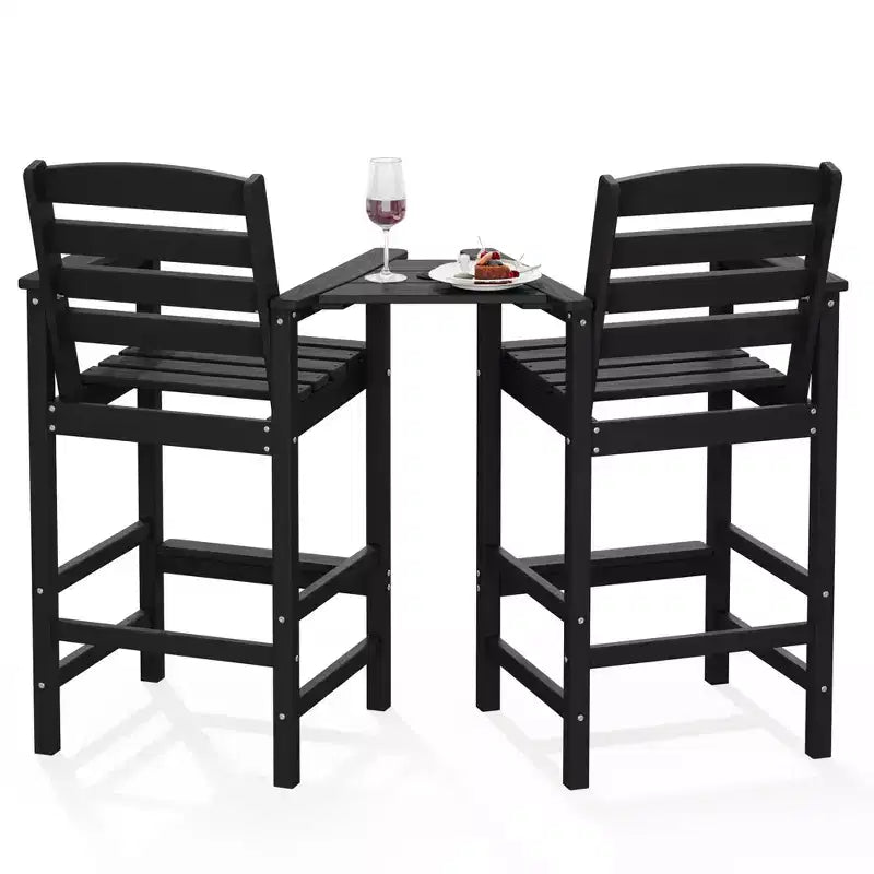 Causeuse de bar Hyleory en PEHD de type Adirondack avec table d'appoint intégrée, chaise double d'extérieur 2 places