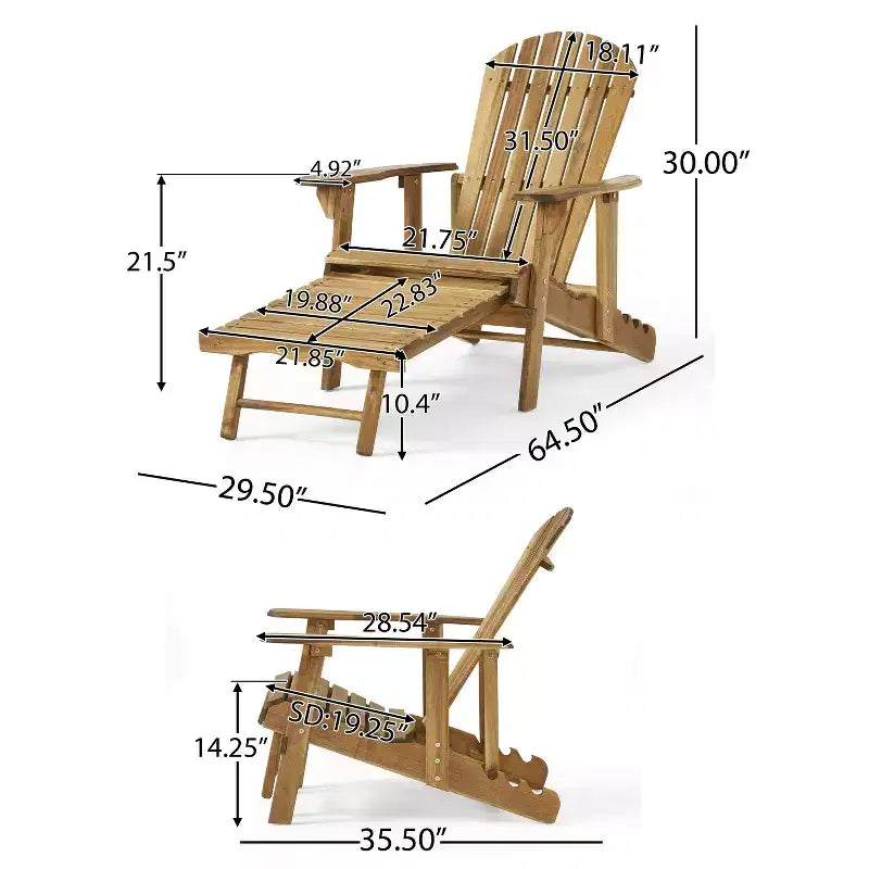 Christopher Knight Home Outdoor Acacia Wood Reclining Adirondack Chair with Expandable Footrest