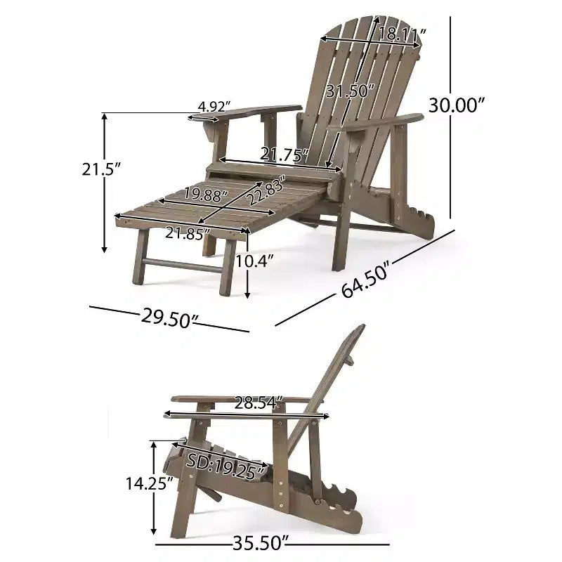 Christopher Knight Home Outdoor Acacia Wood Reclining Adirondack Chair with Expandable Footrest
