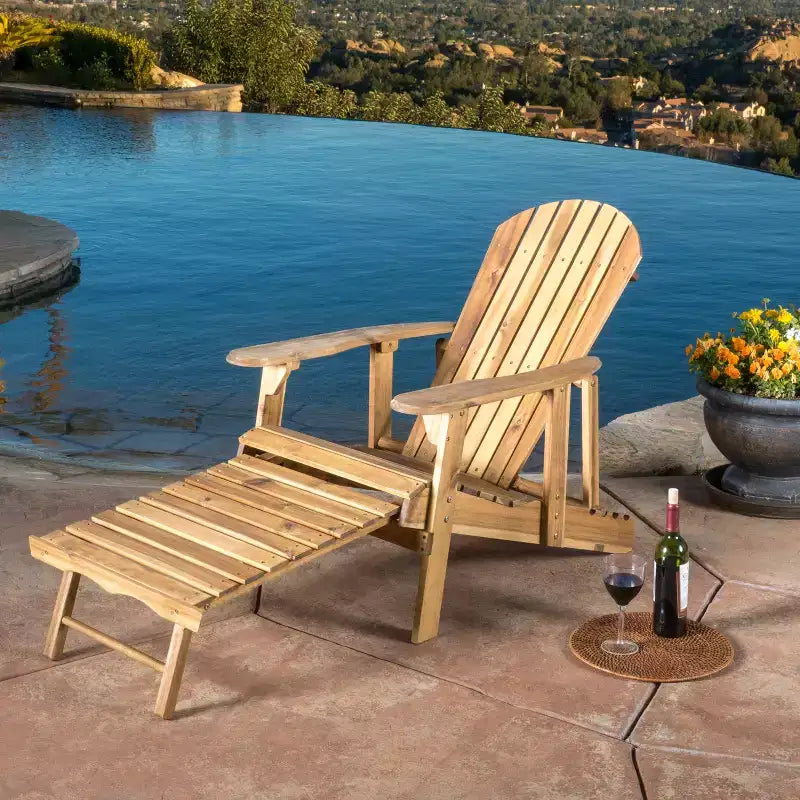 Christopher Knight Home Outdoor Acacia Wood Reclining Adirondack Chair with Expandable Footrest