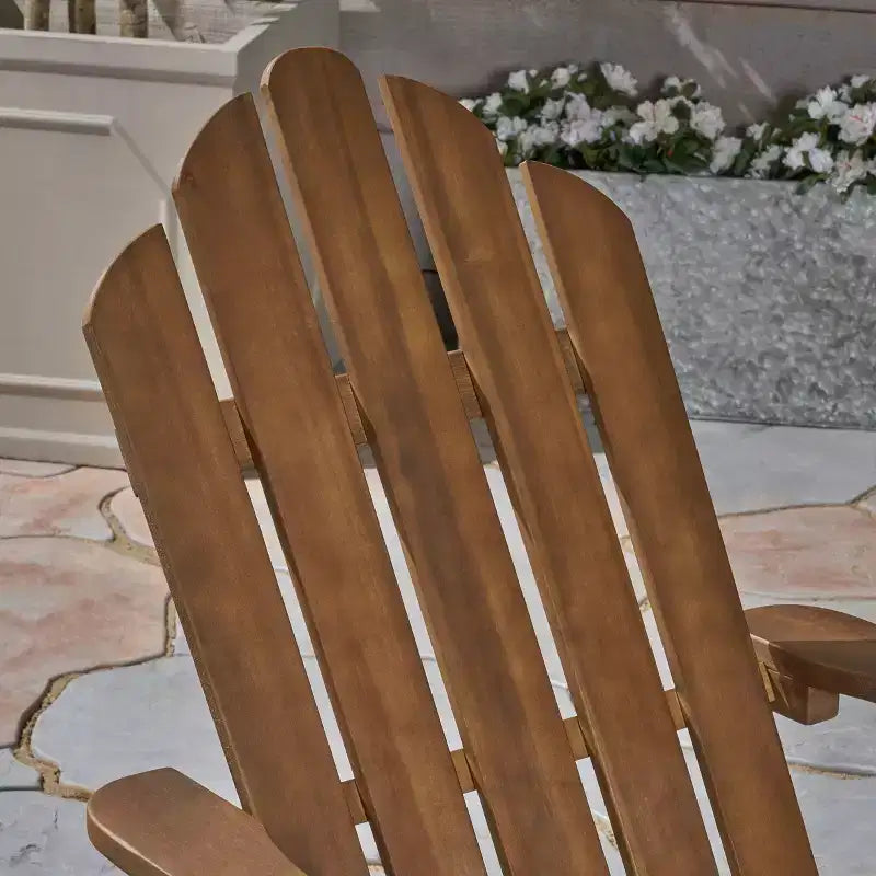 GDFStudio Cara Outdoor Acacia Wood Folding Adirondack Chair