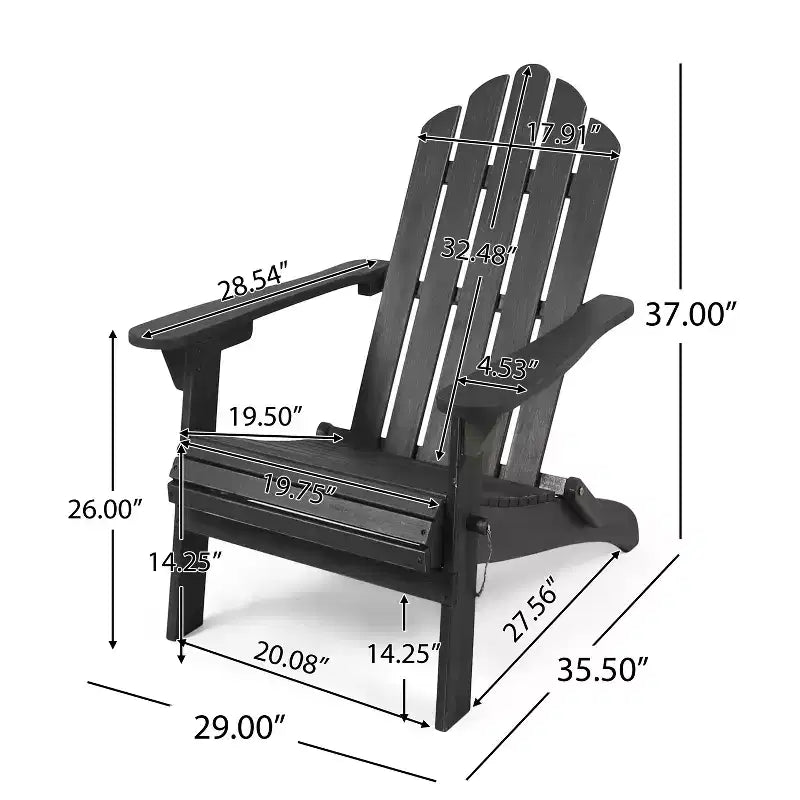 GDFStudio Cara Outdoor Acacia Wood Folding Adirondack Chair