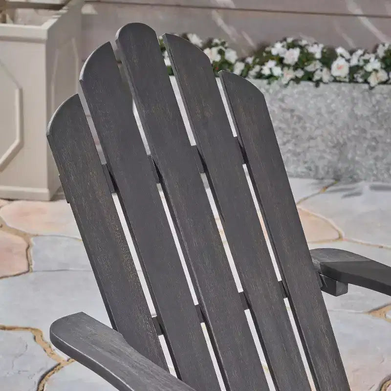GDFStudio Cara Outdoor Acacia Wood Folding Adirondack Chair