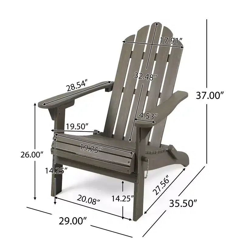 GDFStudio Cara Outdoor Acacia Wood Folding Adirondack Chair