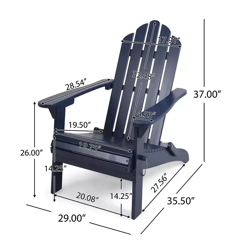 GDFStudio Cara Outdoor Acacia Wood Folding Adirondack Chair