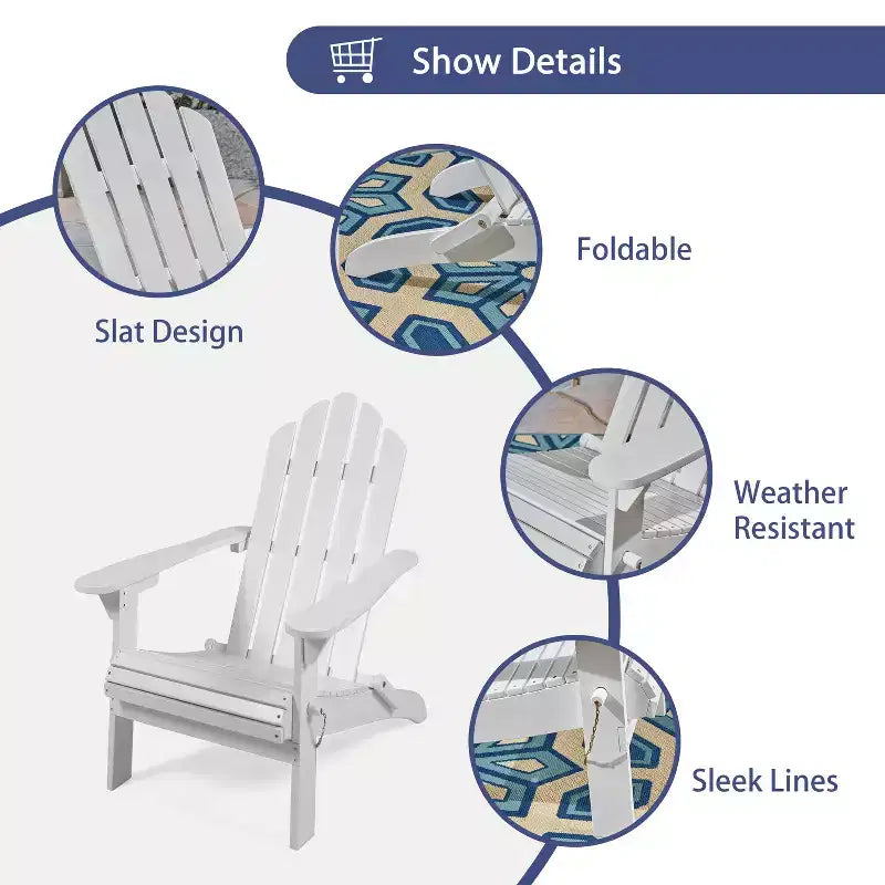 GDFStudio Cara Outdoor Acacia Wood Folding Adirondack Chair