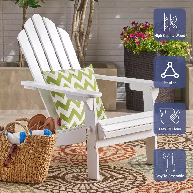 GDFStudio Cara Outdoor Acacia Wood Folding Adirondack Chair