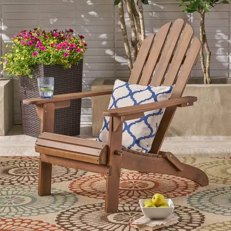GDFStudio Cara Outdoor Acacia Wood Folding Adirondack Chair
