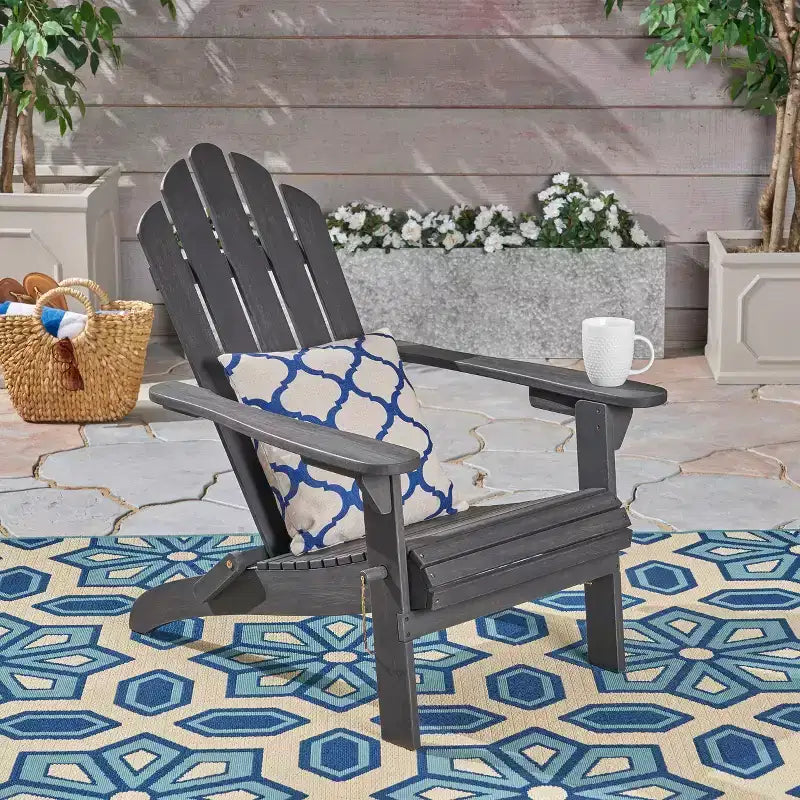 GDFStudio Cara Outdoor Acacia Wood Folding Adirondack Chair