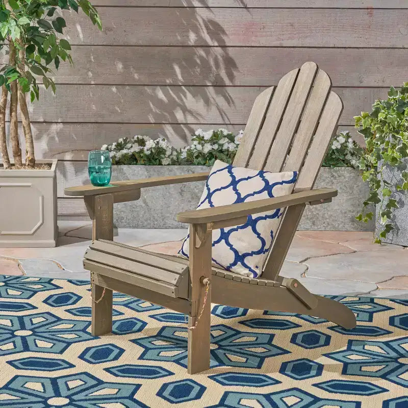 GDFStudio Cara Outdoor Acacia Wood Folding Adirondack Chair