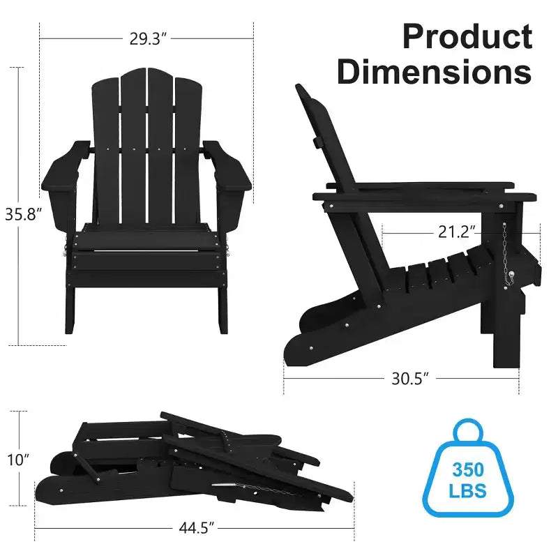 Hyleory HDPE Outdoor Patio Chair, Folding Adirondack Chair for All Seasons
