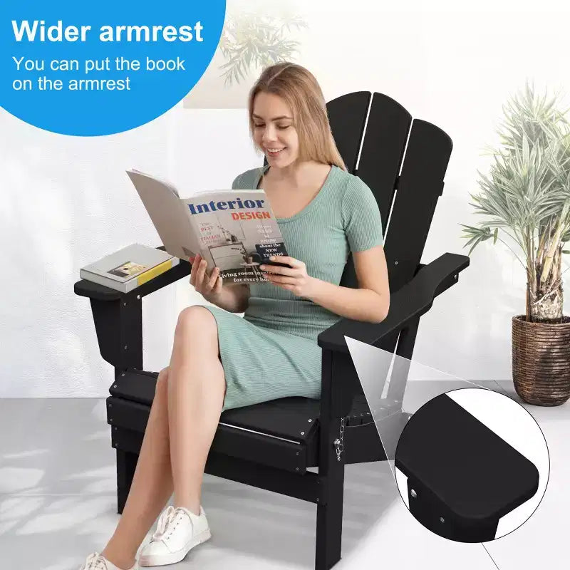 Hyleory HDPE Outdoor Patio Chair, Folding Adirondack Chair for All Seasons