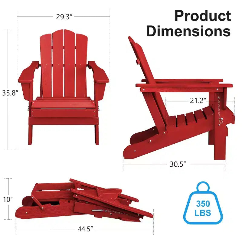Hyleory HDPE Outdoor Patio Chair, Folding Adirondack Chair for All Seasons