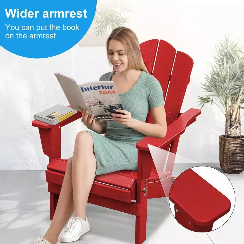 Hyleory HDPE Outdoor Patio Chair, Folding Adirondack Chair for All Seasons