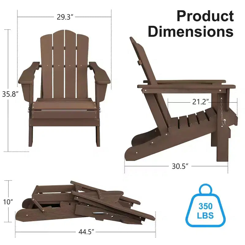 Hyleory HDPE Outdoor Patio Chair, Folding Adirondack Chair for All Seasons