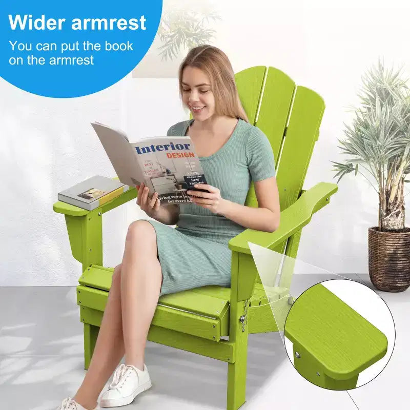 Hyleory HDPE Outdoor Patio Chair, Folding Adirondack Chair for All Seasons