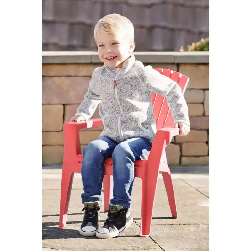 Adams Resin Child-Sized Outdoor Adirondack Stacking Chair, Cherry Red (50lb Capacity)