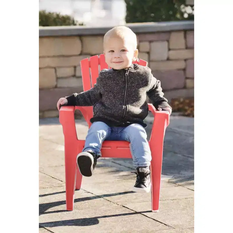 Adams Resin Child-Sized Outdoor Adirondack Stacking Chair, Cherry Red (50lb Capacity)