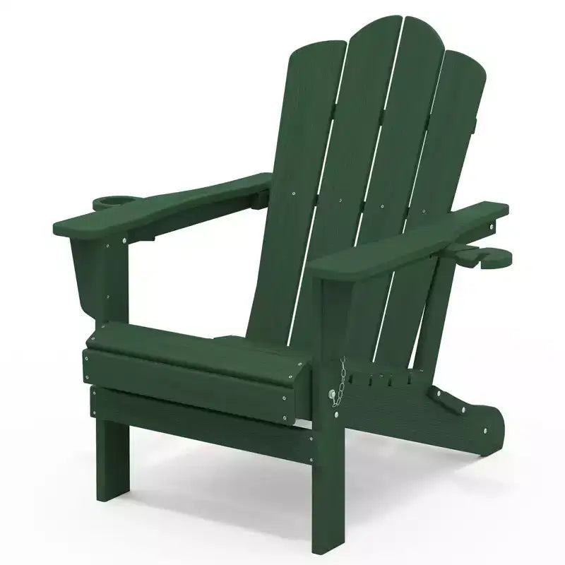 HYLEORY HDPE Folding Adirondack Chair with 2 Cup Holder - Composite Adirondack Chair