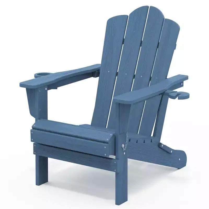 HYLEORY HDPE Folding Adirondack Chair with 2 Cup Holder - Composite Adirondack Chair
